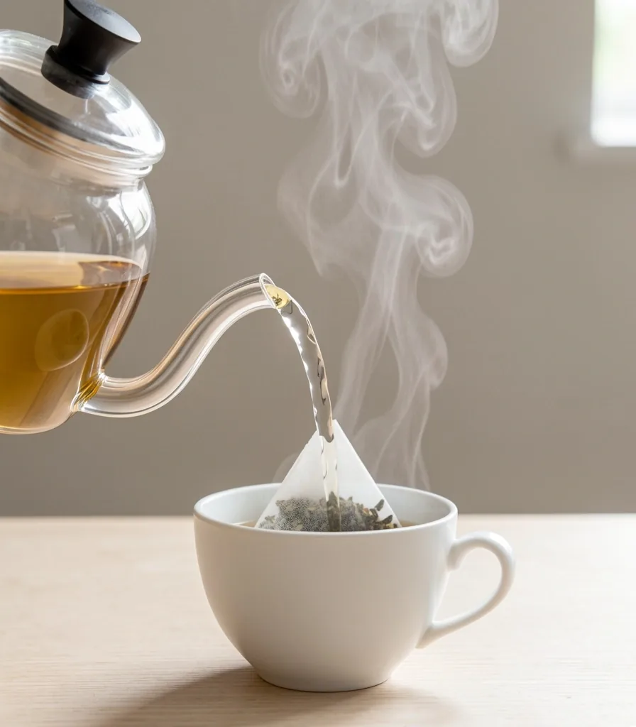 Foglie di tè Good Fit su superficie bianca